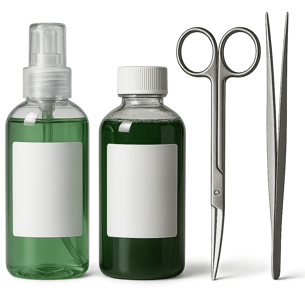 Botellas y herramientas de acuarioismo